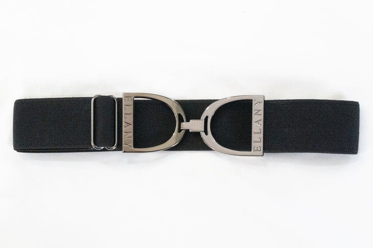 Black - 1.5" Gunmetal Stirrup Elastic Belt