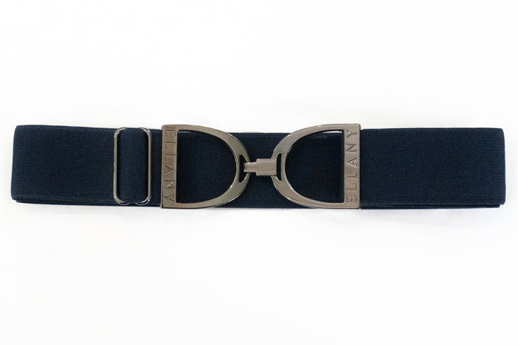 Navy- 1.5" Gunmetal Stirrup Elastic Belt