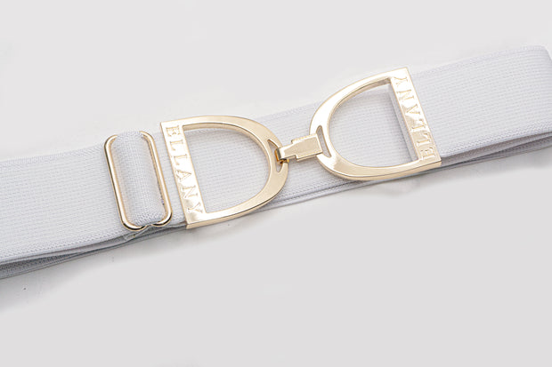 White - 1.5" Gold Stirrup Elastic Belt